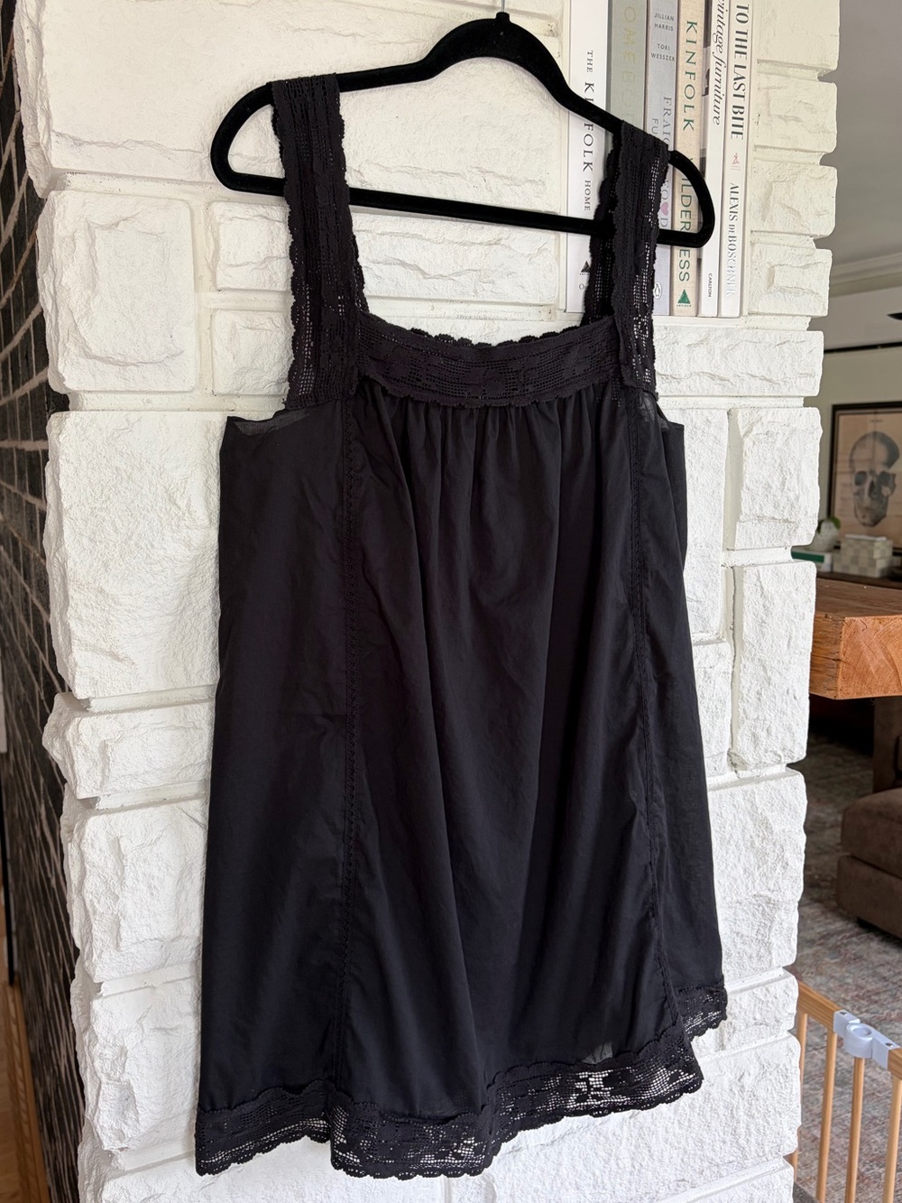J.CREW Lace-trim Mini Beach Dress Black Size Medium - Picture 9 of 16